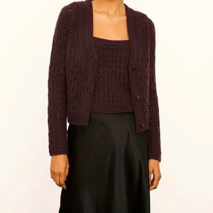 VINCE - Aubergine luxury cardigan knit from wool and cashmere. Size small